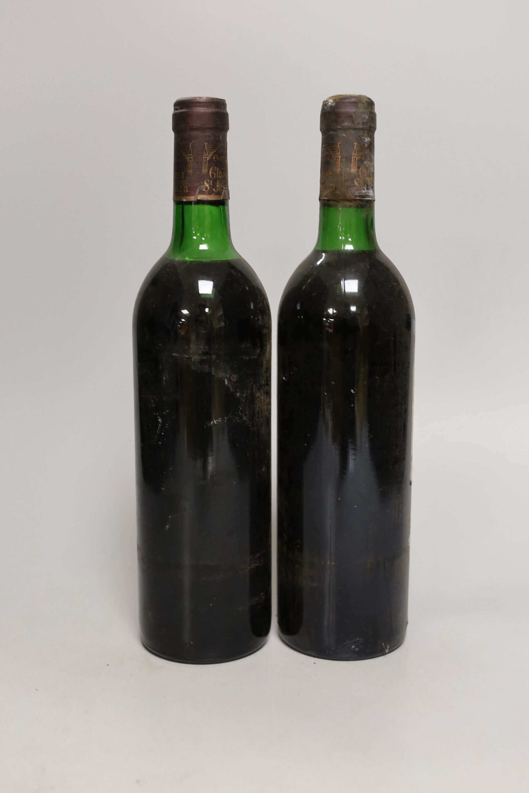 Two bottles of Chateau Gloria St. Julien 1985